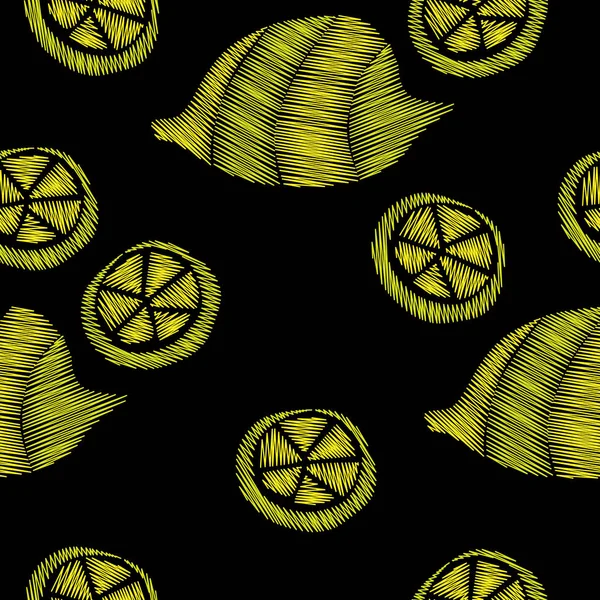 Безшовний візерунок з ізольованими лимонними вишивками — стоковий вектор
