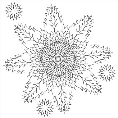 Yetişkin renklendirme sayfaları ve diğer de siyah çizgi soyut çiçek