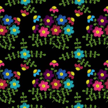 Nakış dikiş imitasyon seamless modeli ile küçük flowe