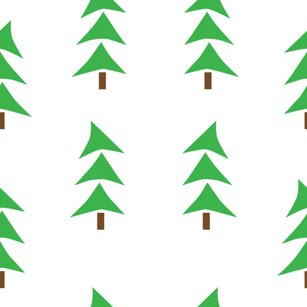 Nahtloses Muster mit grünem Baum auf weißem Hintergrund — Stockvektor