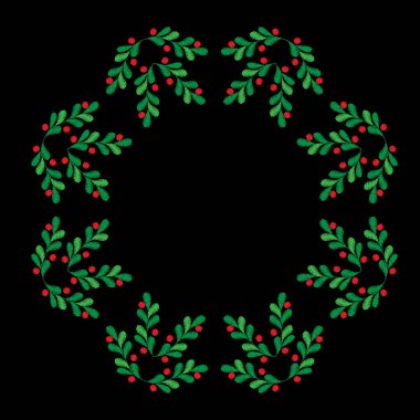 Rouna çerçeve Ladin ile dallar ve nakış dikiş çilek