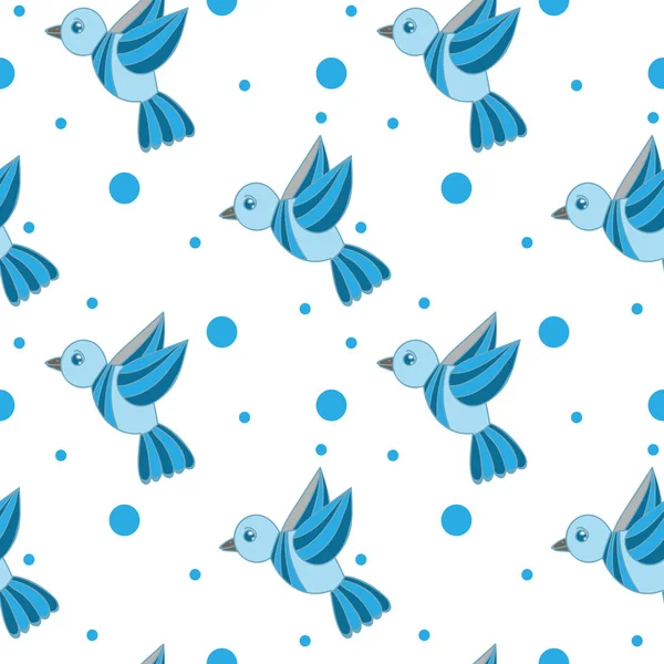 Nahtloses Muster mit wenig blauem Vogel — Stockvektor