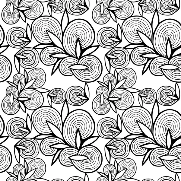 Modèle sans couture avec petite fleur abstraite de ligne noire — Image vectorielle