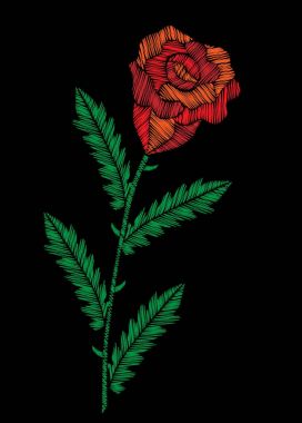 İmitasyon kırmızı gül nakış dikiş