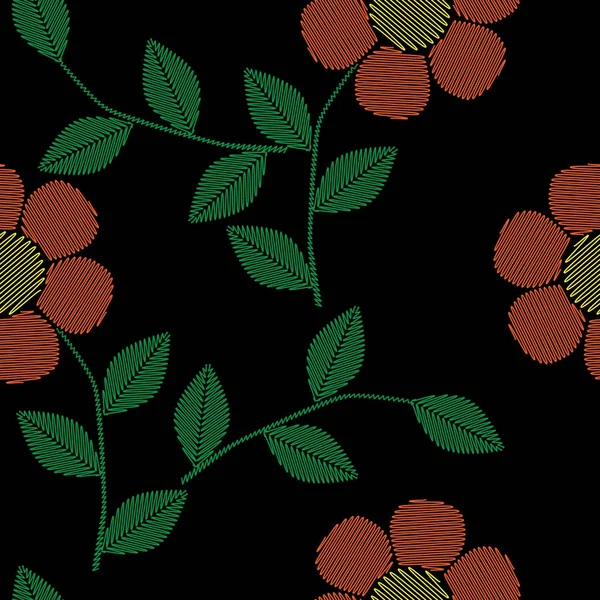 Modèle sans couture avec broderie points imitation flowe simple — Image vectorielle