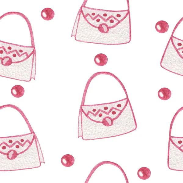 Watercolor seamless pattern with handbag illustrations — Stock Photo, Image