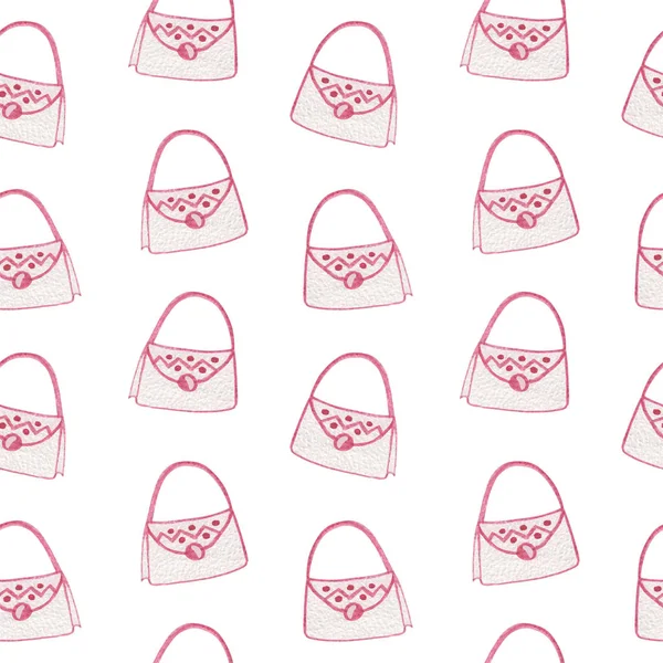 Watercolor seamless pattern with handbag illustrations — Stock Photo, Image