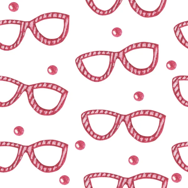Akwarela okulary, ręcznie rysowane wzór — Zdjęcie stockowe