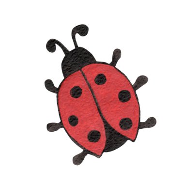 Watercolor single ladybug insect animal isolated on a white back clipart