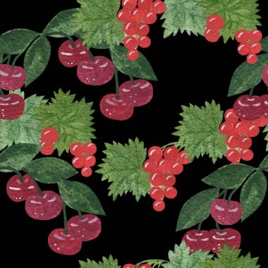 Bahçe çilek kiraz ve Frenk üzümü seamless modeli