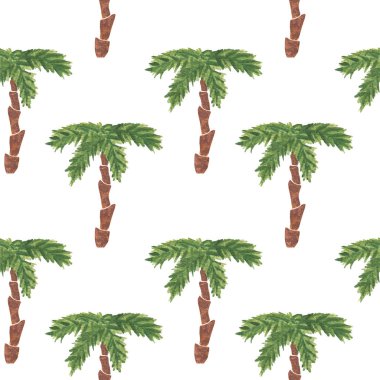 Suluboya palmiye ağacı el izole üzerinde beyaz arka plan boyalı