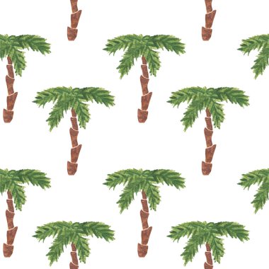 Suluboya palmiye ağacı el izole üzerinde beyaz arka plan boyalı