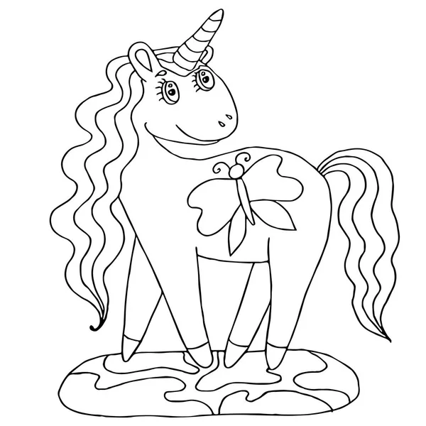 Licorne pour livre à colorier — Image vectorielle