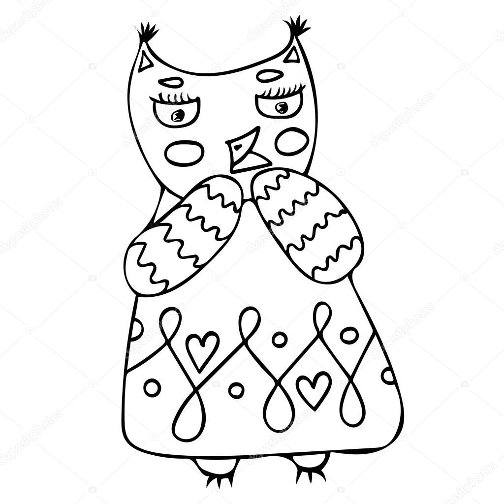 Funny cute cartoon character owl