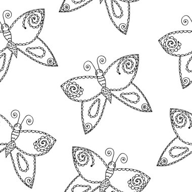 Satır dekoratif öğeler üzerinde beyaz backgro izole kelebek