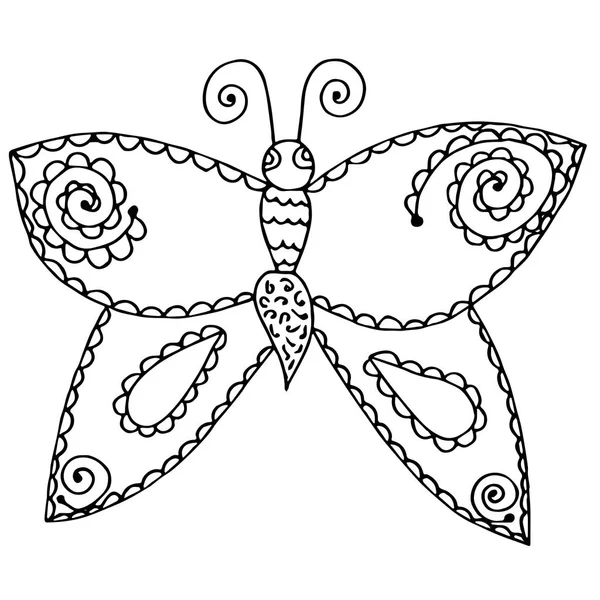 Línea mariposa elementos decorativos aislados en el fondo blanco — Vector de stock