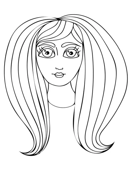 Vector dibujado a mano ilustración mujer con el pelo largo para el niño un — Vector de stock