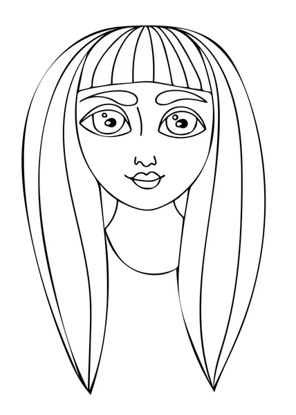 Векторна рука намальована ілюстрація жінка з довгим волоссям для дитини — стоковий вектор