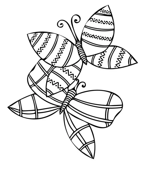 Vector illustration black line butterfly for coloring book — Stock Vector