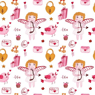 Sevgililer Günü için harfi harfine sulu boya arkaplan.