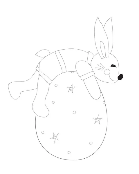 Lapin Avec Coloration Des Oeufs Page Lapin Avec Oeuf Isolé — Image vectorielle