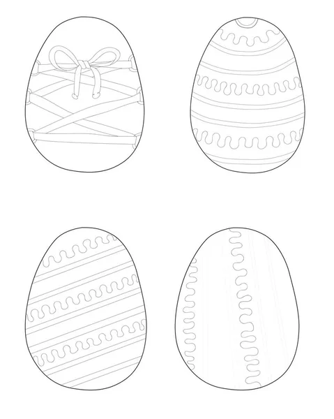Easter Egg Collection Coloring Page Black Line Egg Isolated White — Stock Vector