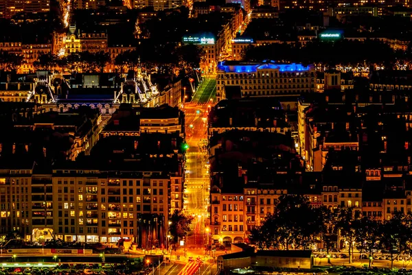Steets of lyon in der Nacht, Frankreich — Stockfoto