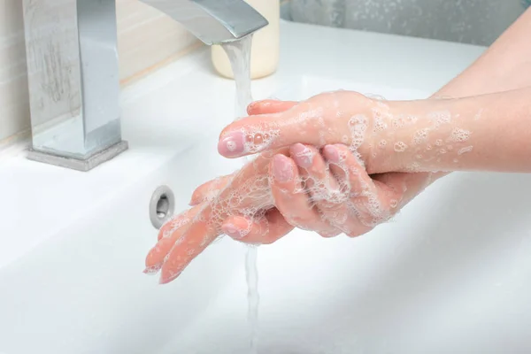 Čisté Ruce Chránit Proti Infekci Chraňte Umyjte Ruku Pravidelně Umyjte — Stock fotografie