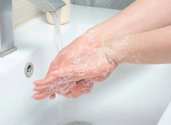 Čisté Ruce Chránit Proti Infekci Chraňte Umyjte Ruku Pravidelně Umyjte — Stock fotografie