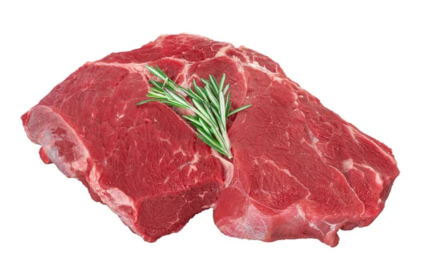 Nötkött Kött Med Rosmarin Svart Stenskiva Färskt Stycke Rått Nötkött — Stockfoto