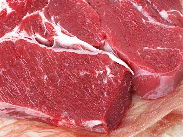 Peça Fresca Carne Crua Papel Embrulho Close Detalhes Carne Crua — Fotografia de Stock