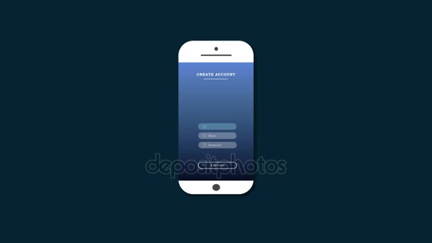 Animation of creating an account on the mobile phone screen. create an account in the social network. — Stock Video