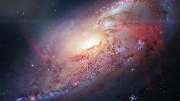 Forgó spirális galaxis. mély űrkutatás. csillagos mezőket és a nebulas térben — Stock videók