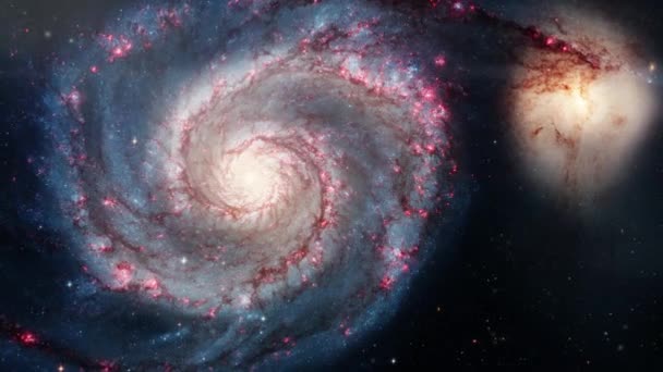 Rotating spiral galaxy. deep space exploration. star fields and nebulas in space — Stock Video