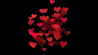 Sevgililer günü için animasyon. ekran boyunca uçan Kalpler