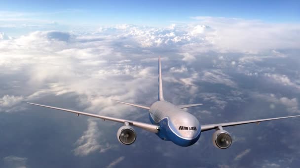 Avion volant au-dessus des nuages. Grand avion de ligne dans le ciel 