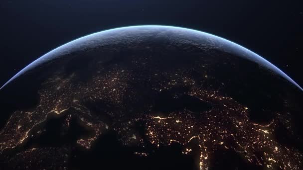 Sunrise over planet Earth. concept of the beginning of a new day. view of the earth from space. concept of new technologies and business — Stock Video