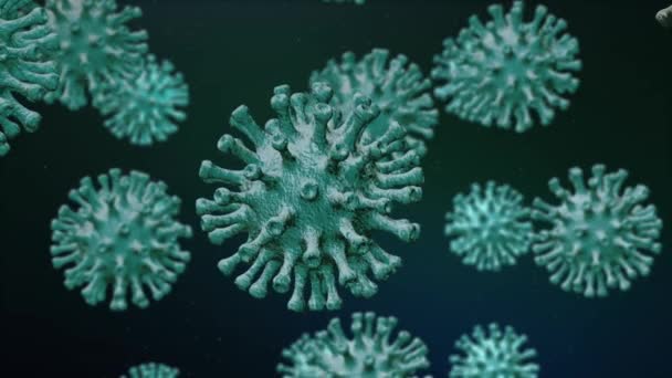 Realistische 3D-Aufnahmen Coronavirus SARS-CoV-2 Neuartiges Coronavirus 2019-nCoV Mikroskop-Virus aus nächster Nähe — Stockvideo