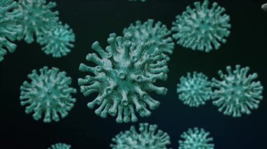 Roman Coronavirus 2019-NCoV. Gerçekçi 3D görüntüler Coronavirus SARS-CoV-2 Mikroskop Virüsü