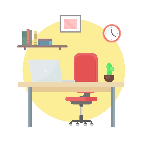 Local de trabalho em casa. Armário de casa com mesa, computador e cadeira. Ilustração vetorial com objetos isolados . — Vetor de Stock