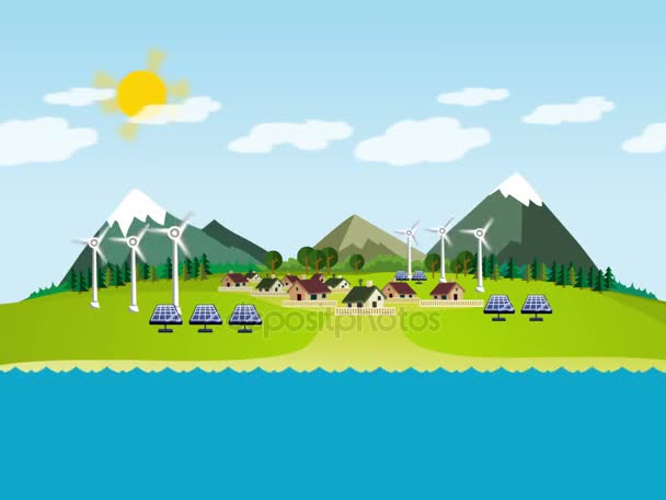 Écologie vert paysage animation alternatives générateurs d'énergie conception pour sauver la terre jour .