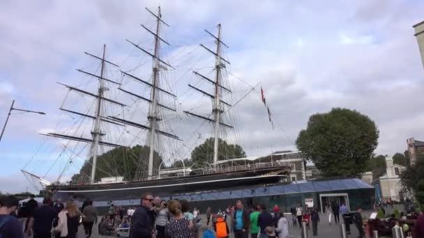 カティーサーク サーク 帆船とグリニッジ標準時博物館 ロンドン イギリス 2016 — ストック動画