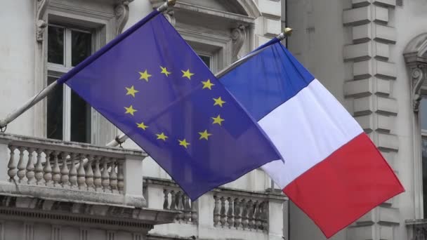 Drapelul Drapelul Franței Uniunii Europene — Videoclip de stoc