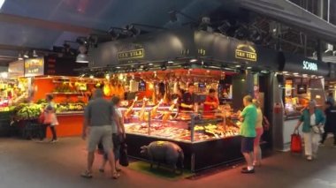 Famous Bouqueria - biggest market hall in Barcelona - BARCELONA / SPAIN - OCTOBER 5, 2016