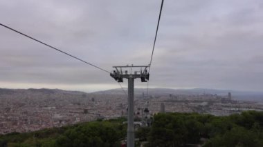 Teleferic of Montjuic Barcelona - amazing ropeway from harbor to hill - BARCELONA / SPAIN - OCTOBER 6, 2016
