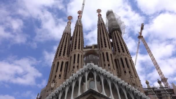 Барселона Испания Октября 2016 Самая Известная Достопримечательность Барселоны Sagrada Familia — стоковое видео