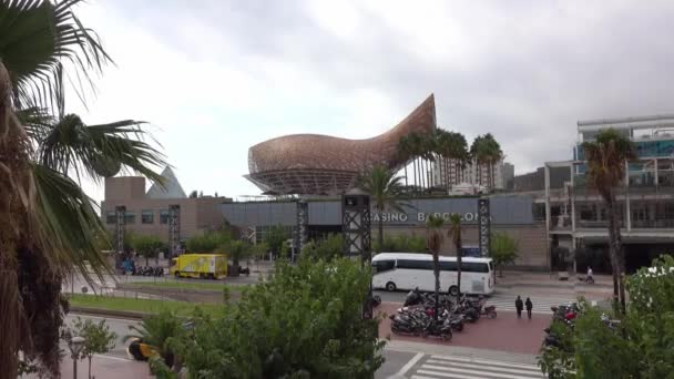 Θέα Από Την Όμορφη Πόλη Της Βαρκελώνης Στην Ισπανία — Αρχείο Βίντεο