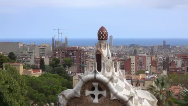 Барселона Іспанія Жовтня 2016 Красивий Парк Гуель Барселоні — стокове відео