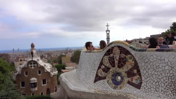 Barcelona Spanien Oktober 2016 Vackra Parc Güell Barcelona — Stockvideo