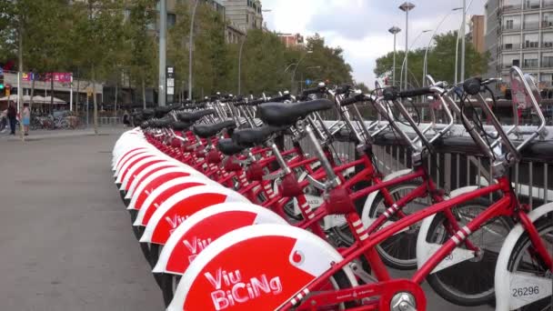 Biciclete Închiriat Barcelona Barcelona Spania Octombrie 2016 — Videoclip de stoc